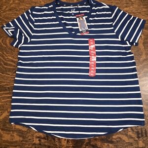 GAP Navy Blue and White Striped T-Shirt